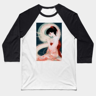 Geisha and white dragon 94008 Baseball T-Shirt